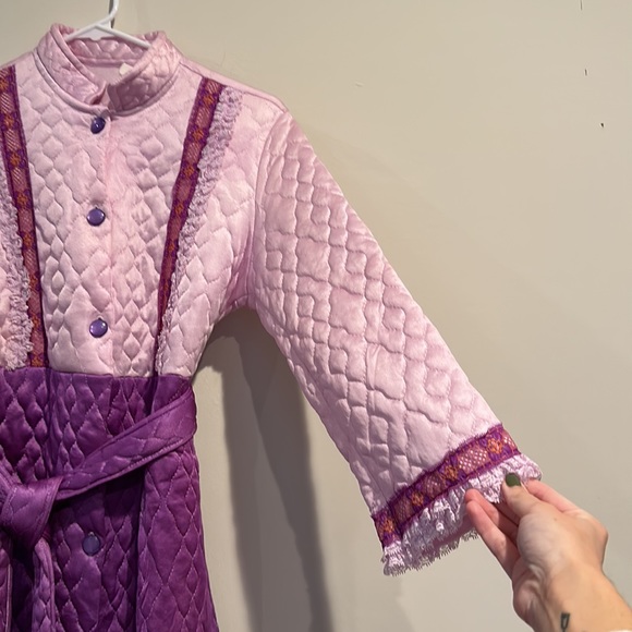 Vintage Quilted Pink & Purple House Coat Button Down Duster - Picture 5 of 14